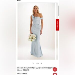 Elegant Light Blue Maxi Luxe Satin Bridesmaid/Formal Dress